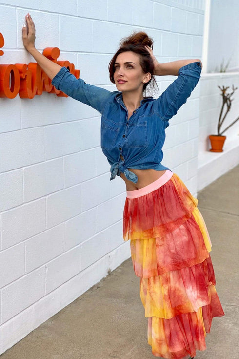 Esperanza Tiered Tulle Midi Skirt